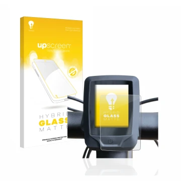Face avant d’un emballage produit avec le logo de la marque upscreen. À côté, l’appareil Specialized turbo vado 4.0 2022 (E-Bi