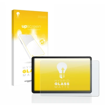 Face avant d’un emballage produit avec le logo de la marque upscreen. À côté, l’appareil Amazon Fire Max 11 est représenté ave