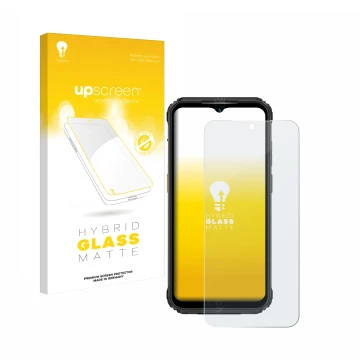 Face avant d’un emballage produit avec le logo de la marque upscreen. À côté, l’appareil Ulefone Armor 21 est représenté avec 