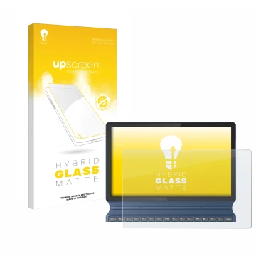 Face avant d’un emballage produit avec le logo de la marque upscreen. À côté, l’appareil Lenovo IdeaPad Duet 3i Gen 8 11