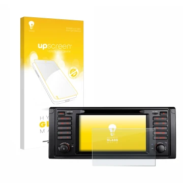 Face avant d’un emballage produit avec le logo de la marque upscreen. À côté, l’appareil Xtrons IQ7039B est représenté avec la