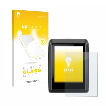 Face avant d’un emballage produit avec le logo de la marque upscreen. À côté, l’appareil Bosch Kiox 500 est représenté avec la