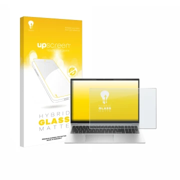 Face avant d’un emballage produit avec le logo de la marque upscreen. À côté, l’appareil HP EliteBook 860 G10 est représenté a