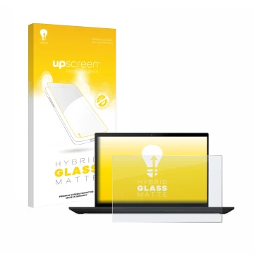 Face avant d’un emballage produit avec le logo de la marque upscreen. À côté, l’appareil Lenovo ThinkPad T14 Gen 4 est représe