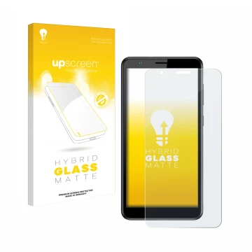 Face avant d’un emballage produit avec le logo de la marque upscreen. À côté, l’appareil ZTE Blade A31 est représenté avec la 