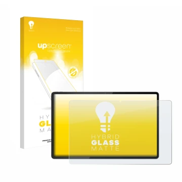 Face avant d’un emballage produit avec le logo de la marque upscreen. À côté, l’appareil Lenovo Tab Extreme est représenté ave