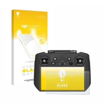 Face avant d’un emballage produit avec le logo de la marque upscreen. À côté, l’appareil DJI Mavic 3 RC Pro est représenté ave