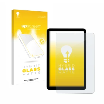 Face avant d’un emballage produit avec le logo de la marque upscreen. À côté, l’appareil Alldocube iPlay 50 mini est représent