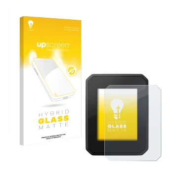 Face avant d’un emballage produit avec le logo de la marque upscreen. À côté, l’appareil FIT Display Compact est représenté av