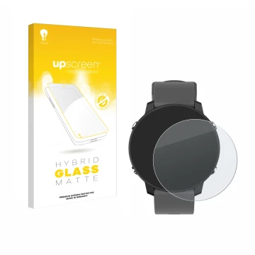 Face avant d’un emballage produit avec le logo de la marque upscreen. À côté, l’appareil Shot Scope G5 GPS Watch est représent