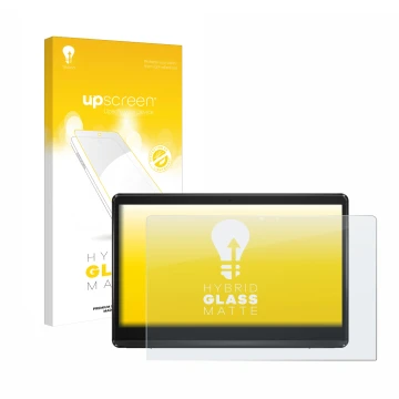 Face avant d’un emballage produit avec le logo de la marque upscreen. À côté, l’appareil ASUS ExpertCenter E1 AIO E1600 est re