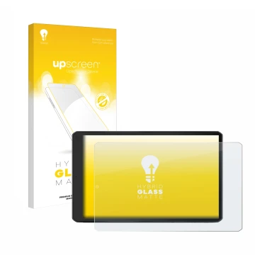 Face avant d’un emballage produit avec le logo de la marque upscreen. À côté, l’appareil Garmin Camper 1095 est représenté ave