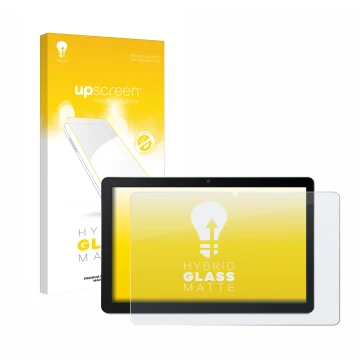 Face avant d’un emballage produit avec le logo de la marque upscreen. À côté, l’appareil Acer Iconia Tab M10 est représenté av