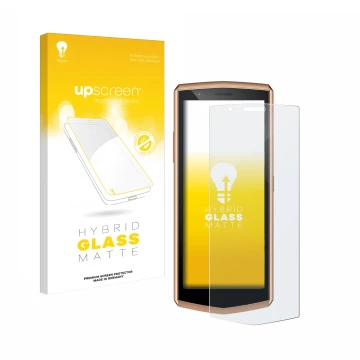 Face avant d’un emballage produit avec le logo de la marque upscreen. À côté, l’appareil Cubot Pocket 3 est représenté avec la