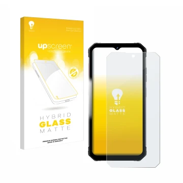 Face avant d’un emballage produit avec le logo de la marque upscreen. À côté, l’appareil Fossibot F102 est représenté avec la 