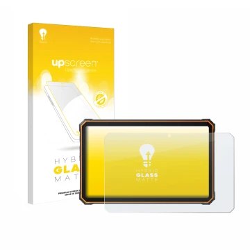 Face avant d’un emballage produit avec le logo de la marque upscreen. À côté, l’appareil Blackview Active 8 Pro 10.36