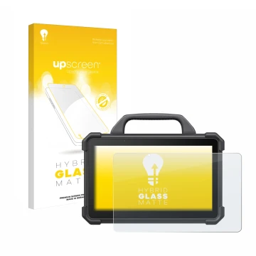 Face avant d’un emballage produit avec le logo de la marque upscreen. À côté, l’appareil Launch X-431 Tab VII (Tab 7) Elite es