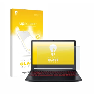 Face avant d’un emballage produit avec le logo de la marque upscreen. À côté, l’appareil Acer Nitro 5 Gaming 15,6