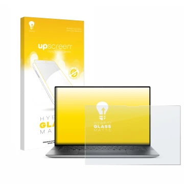 Face avant d’un emballage produit avec le logo de la marque upscreen. À côté, l’appareil Dell XPS 15 9530 Touch est représenté