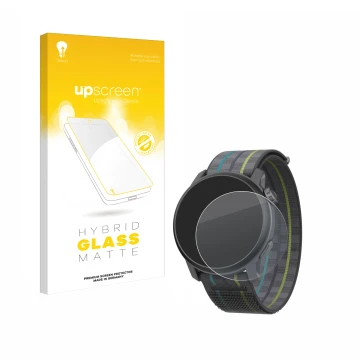 Face avant d’un emballage produit avec le logo de la marque upscreen. À côté, l’appareil Coros Pace 3 est représenté avec la p