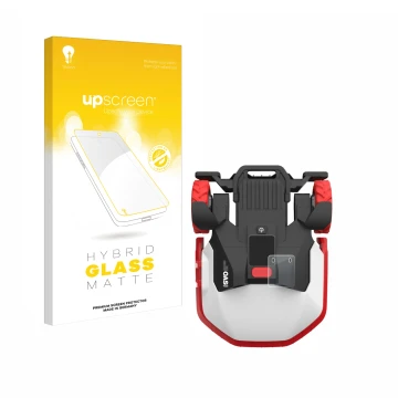 Face avant d’un emballage produit avec le logo de la marque upscreen. À côté, l’appareil Kress Mission Mega 3000 KR133E est re