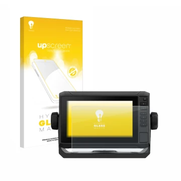 Face avant d’un emballage produit avec le logo de la marque upscreen. À côté, l’appareil Garmin ECHOMAP UHD2 7