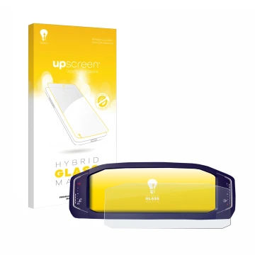 Face avant d’un emballage produit avec le logo de la marque upscreen. À côté, l’appareil Volkswagen Passat B8 Digital Cockpit 