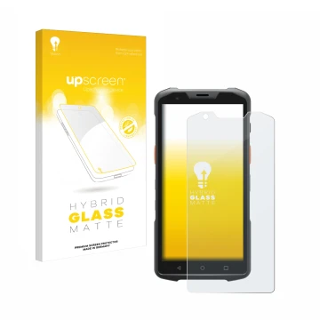 Face avant d’un emballage produit avec le logo de la marque upscreen. À côté, l’appareil Sunmi L2H est représenté avec la prot