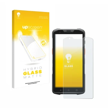 Face avant d’un emballage produit avec le logo de la marque upscreen. À côté, l’appareil Sunmi L2s est représenté avec la prot