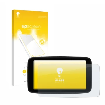 Face avant d’un emballage produit avec le logo de la marque upscreen. À côté, l’appareil TomTom GO Superior 6