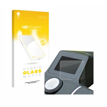 Face avant d’un emballage produit avec le logo de la marque upscreen. À côté, l’appareil Motocaddy M7 Remote Electric Trolley 