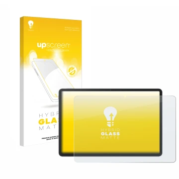 Face avant d’un emballage produit avec le logo de la marque upscreen. À côté, l’appareil Huawei MatePad 11.5