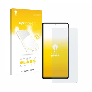 Face avant d’un emballage produit avec le logo de la marque upscreen. À côté, l’appareil Xiaomi Redmi Note 12 Pro+ est représe