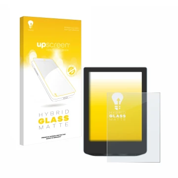 Face avant d’un emballage produit avec le logo de la marque upscreen. À côté, l’appareil PocketBook Verse est représenté avec 