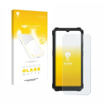 Face avant d’un emballage produit avec le logo de la marque upscreen. À côté, l’appareil Blackview BV6200 est représenté avec 