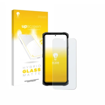Face avant d’un emballage produit avec le logo de la marque upscreen. À côté, l’appareil Ulefone Armor 12S est représenté avec