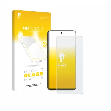 Face avant d’un emballage produit avec le logo de la marque upscreen. À côté, l’appareil Vivo Y36 est représenté avec la prote