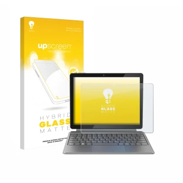 Face avant d’un emballage produit avec le logo de la marque upscreen. À côté, l’appareil Alldocube iWork 20 Pro est représenté