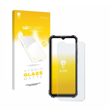 Face avant d’un emballage produit avec le logo de la marque upscreen. À côté, l’appareil Oukitel WP28 est représenté avec la p