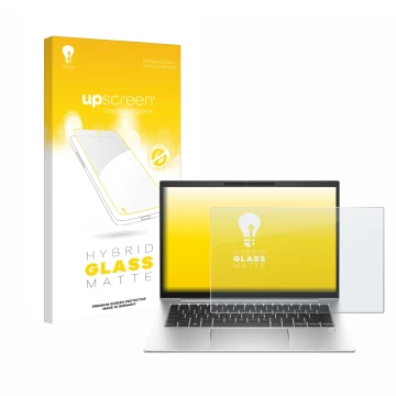 Face avant d’un emballage produit avec le logo de la marque upscreen. À côté, l’appareil HP EliteBook 840 G10 est représenté a