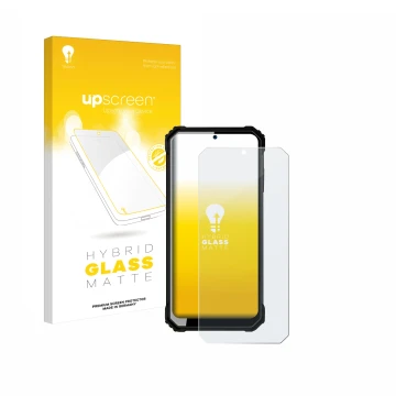 Face avant d’un emballage produit avec le logo de la marque upscreen. À côté, l’appareil Oukitel WP23 est représenté avec la p