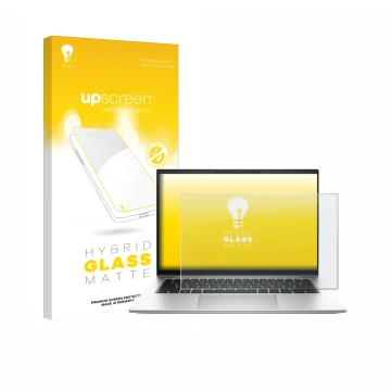 Face avant d’un emballage produit avec le logo de la marque upscreen. À côté, l’appareil HP EliteBook 845 G10 est représenté a