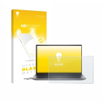 Face avant d’un emballage produit avec le logo de la marque upscreen. À côté, l’appareil Dell Precision 5680 Workstation est r