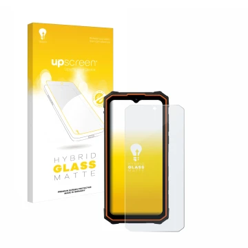 Face avant d’un emballage produit avec le logo de la marque upscreen. À côté, l’appareil Hotwav Cyber 13 Pro est représenté av