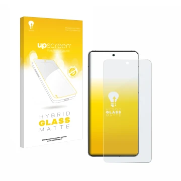 Face avant d’un emballage produit avec le logo de la marque upscreen. À côté, l’appareil Vivo iQOO 12 est représenté avec la p
