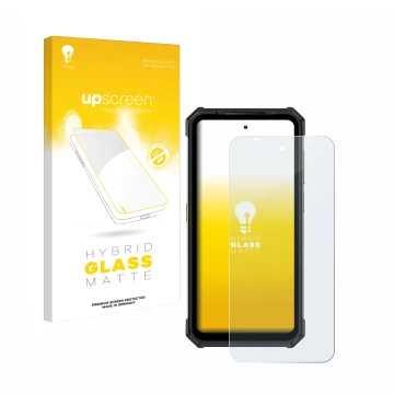 Face avant d’un emballage produit avec le logo de la marque upscreen. À côté, l’appareil Ulefone Armor 24 est représenté avec 