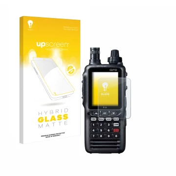 Face avant d’un emballage produit avec le logo de la marque upscreen. À côté, l’appareil Yaesu FTA-850L est représenté avec la