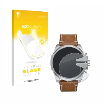 Face avant d’un emballage produit avec le logo de la marque upscreen. À côté, l’appareil Diesel Mega Chief est représenté avec