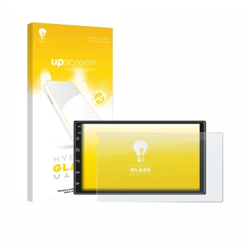 Face avant d’un emballage produit avec le logo de la marque upscreen. À côté, l’appareil Ankeway Car Radio 7