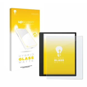 Face avant d’un emballage produit avec le logo de la marque upscreen. À côté, l’appareil Boox Tab Ultra C est représenté avec 